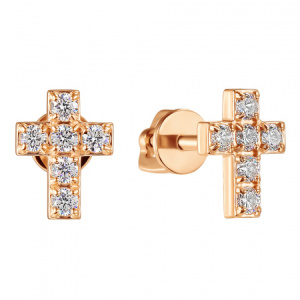 ПУСлКрест01-парабцФз585 Серьги (Au 585)