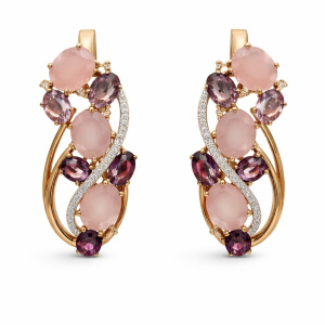 81-02-2187-бр38-БК+турмал Серьги (Au 585)