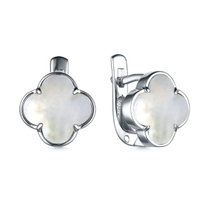 С бел 4895V563б-цветок Серьги (Au 585)