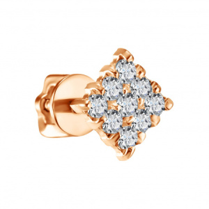 Пусет-Квадрат-бцФ585 Серьги (Au 585)