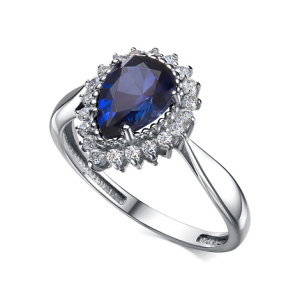 01-3029-00ГР-00-17 Гранат Овал,Фианит Кольцо (Ag 925)