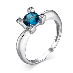 01-4005-0НСЛ-00-17 Наноситал Лондон топаз Круг ФианитКольцо (Ag 925)