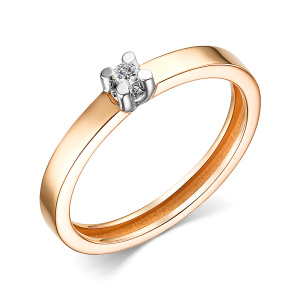 Золотое кольцо 585 пробы с бриллиантом 0,030 ct