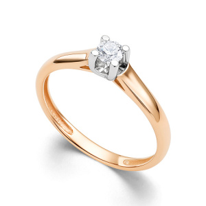 Кольцо с бриллиантом 0,114 ct из золота 585 пробы