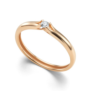 Кольцо из золота 585 пробы с бриллиантом 0,061 ct