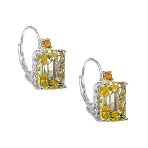 Fab306Ew-9260Ql-лим кварц Серьги (Ag 925)