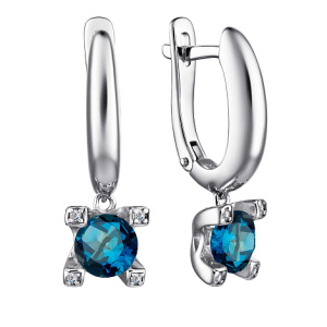 02-4005-0НСЛ-00 Наноситал Лондон топаз Круг,Фианит Серьги (Ag 925)