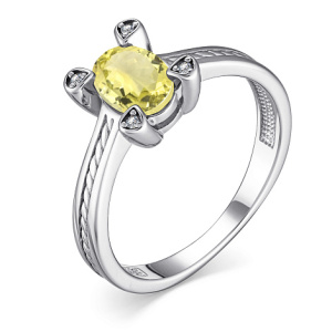 01-4003-00КЛ-00-16,5 кварц лимонный,фианит Кольцо (Ag 925)