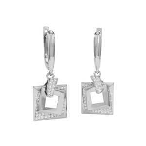 Лоск-С1092-5601-бел Серьги (Au 585)