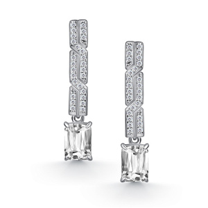 02-4856-00ГХ-00 Горный хрусталь Октагон,Фианит Серьги (Ag 925)