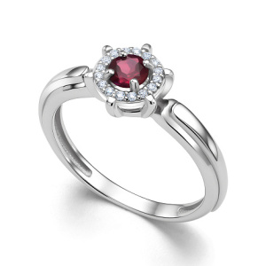 01-4290-00РД-00-16,5 родолит круг,фианит Кольцо (Ag 925)