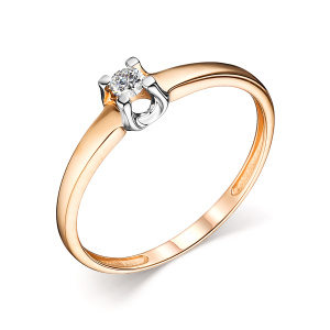 Кольцо из золота 585 пробы с бриллиантом 0,078 ct