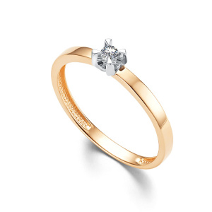 Кольцо из золота 585 пробы с бриллиантом 0,047 ct
